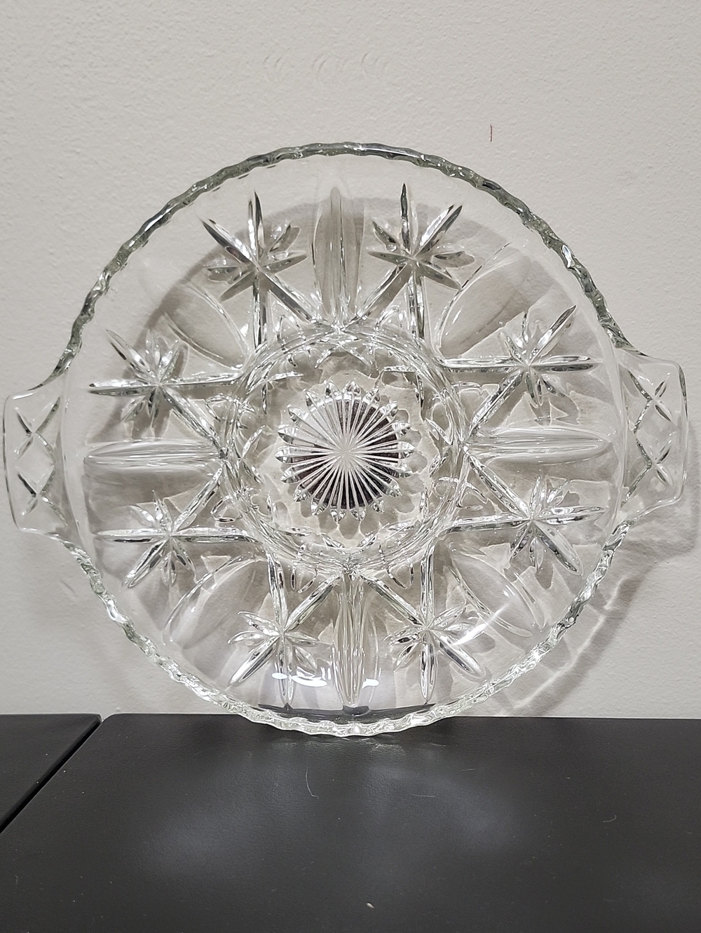 Vintage Anchor Hocking Cross & Olive 5 Section Clear Glass Divided Relish Tray